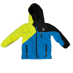 Spyder Boys Ambush ski jacket sz 4 French Blue/Bryte Yellow/Black LIKE NEW
